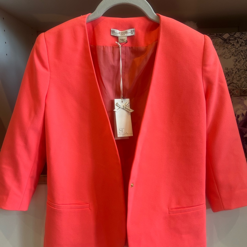 Supertrash Pink Blazer Jacket 3/4 Sleeves Open Front